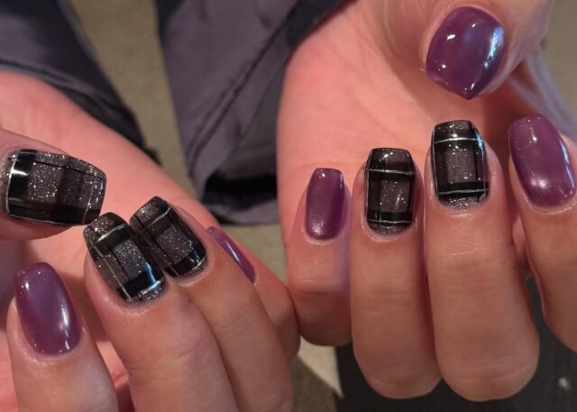 チェックネイル カシスマグネット ドレス野田阪神