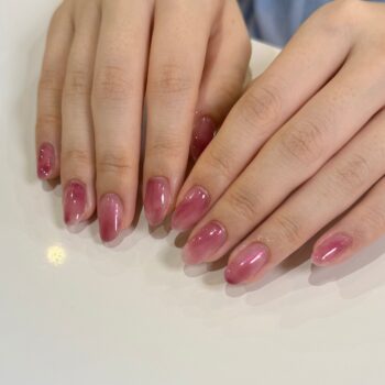 カシスピンク むらニュアンスネイル ドレス梅田